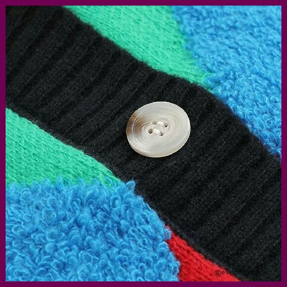 Oversized Chunky Knit Cardigan Button Down V-Neck Cozy Fall Winter - Picture 6 of 8